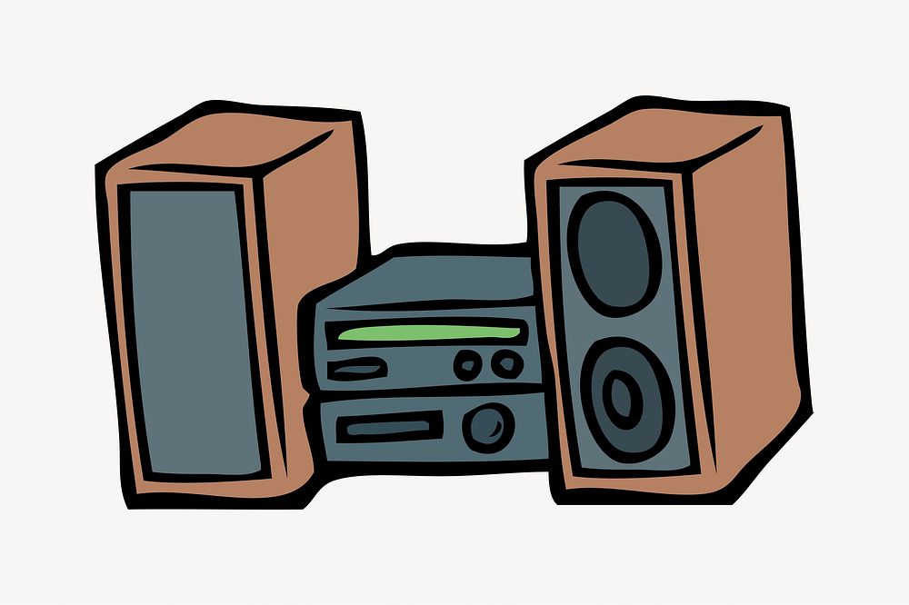 Stereo speakers illustration vector. Free public domain CC0 image.