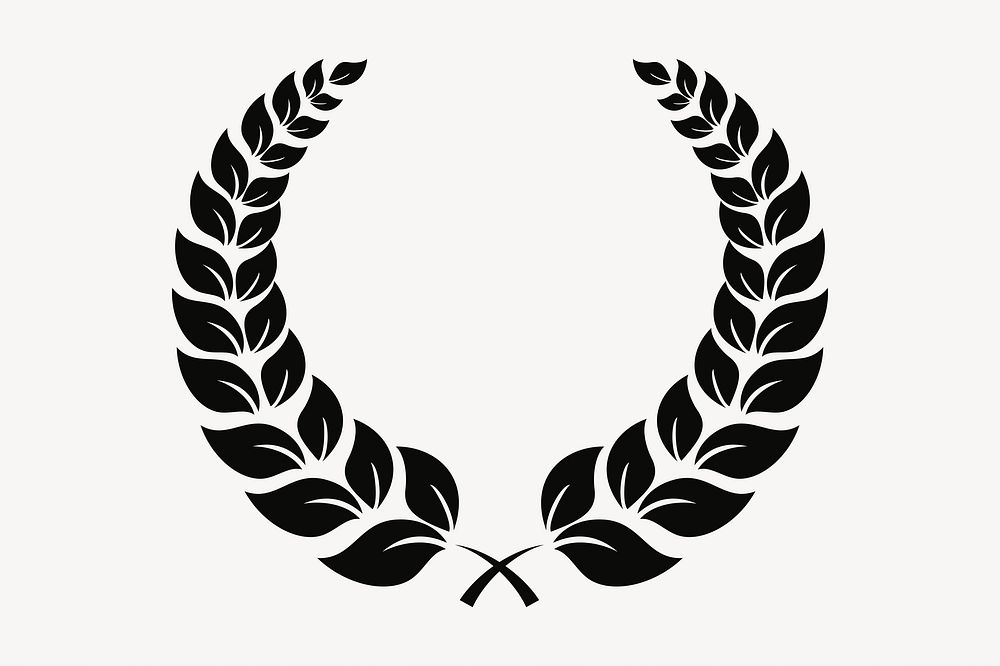 Black laurel wreath illustration. Free public domain CC0 image.