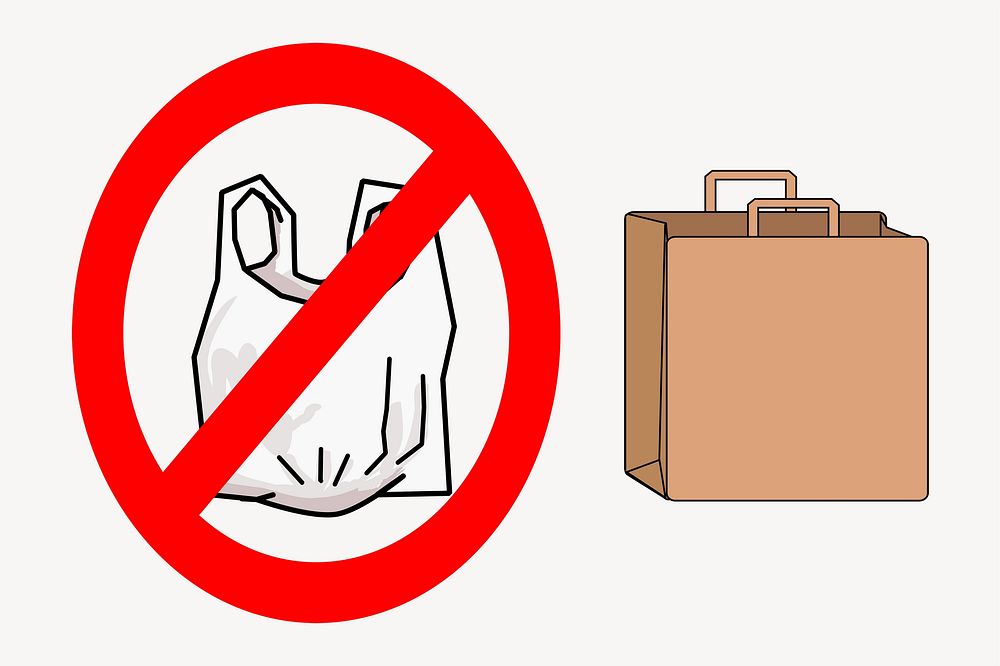 No plastic bag illustration vector. Free public domain CC0 image.