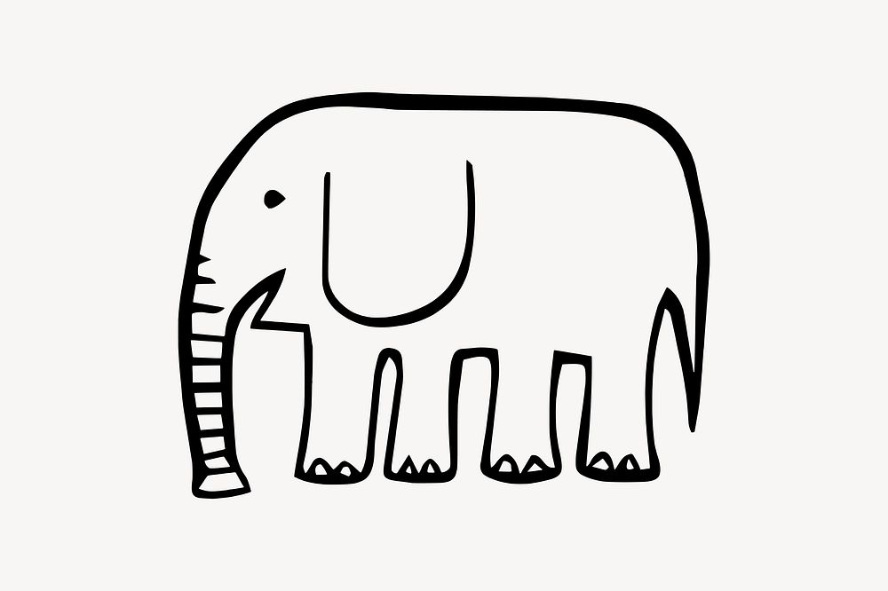 Elephant collage element vector. Free public domain CC0 image.