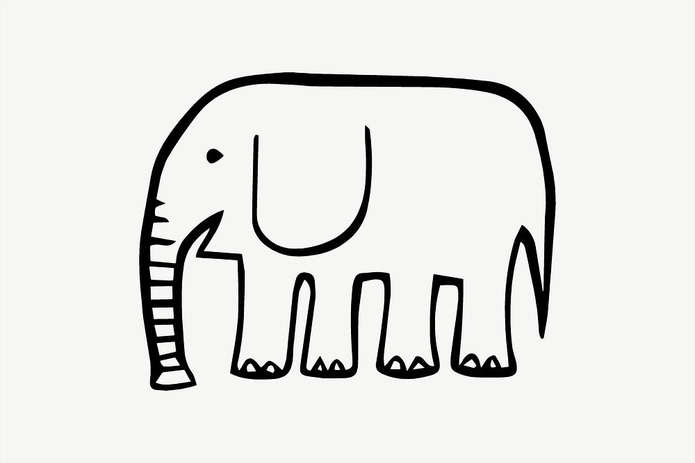 Elephant illustration psd. Free public domain CC0 image.
