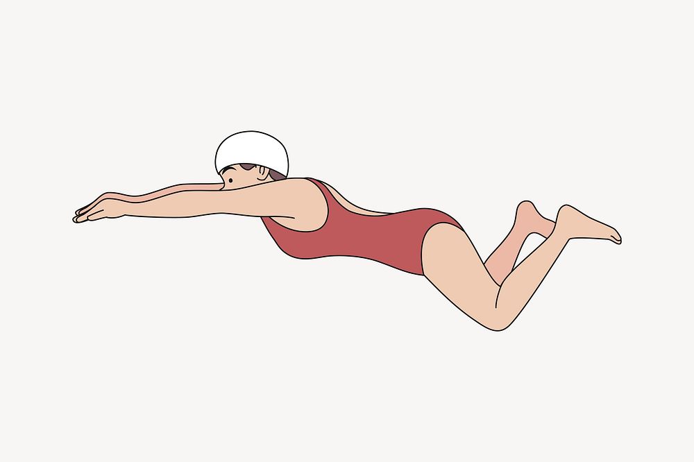 Swimmer illustration. Free public domain CC0 image.
