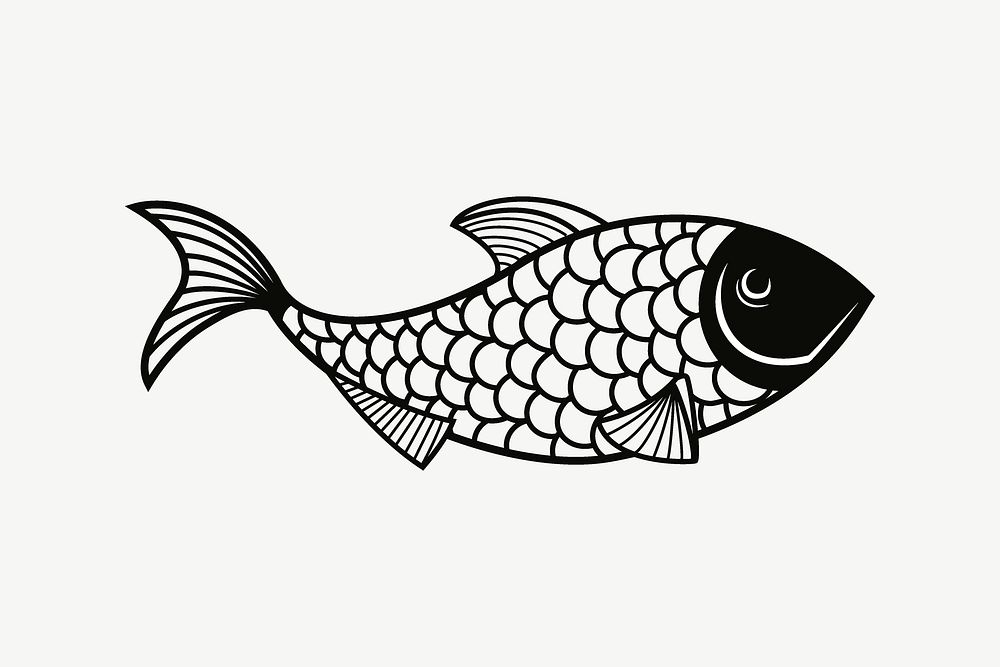 Fish illustration psd. Free public domain CC0 image.