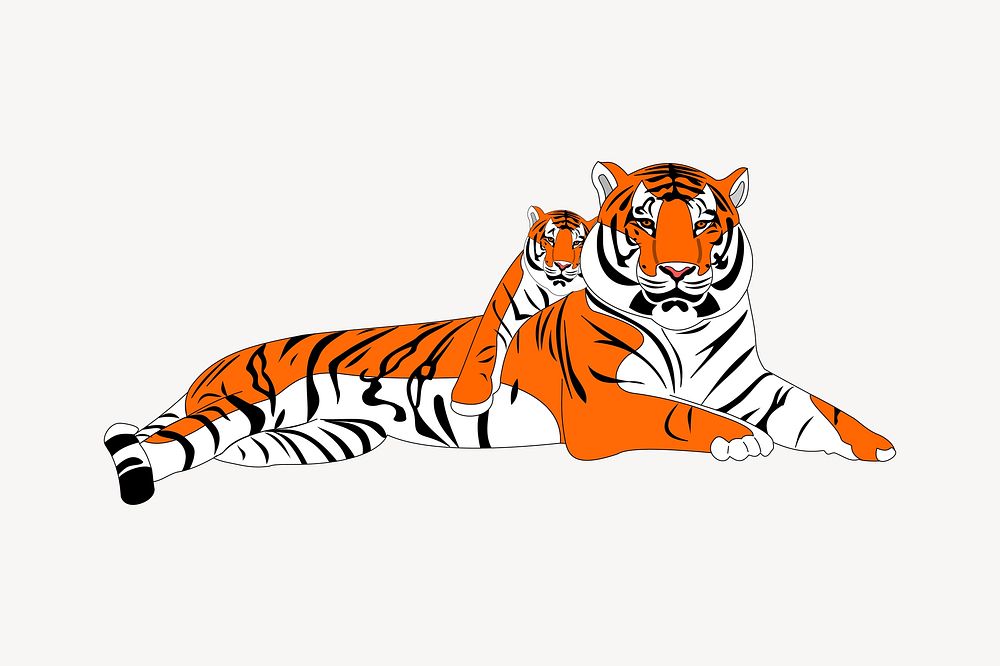 Tigers illustration. Free public domain CC0 image.