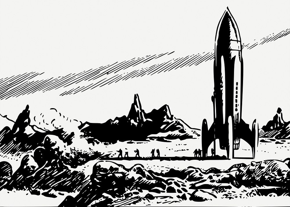 Spaceship clipart illustration psd. Free public domain CC0 image.