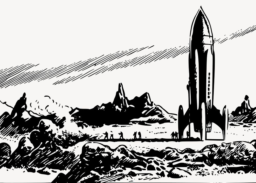 Spaceship clipart illustration vector. Free public domain CC0 image.