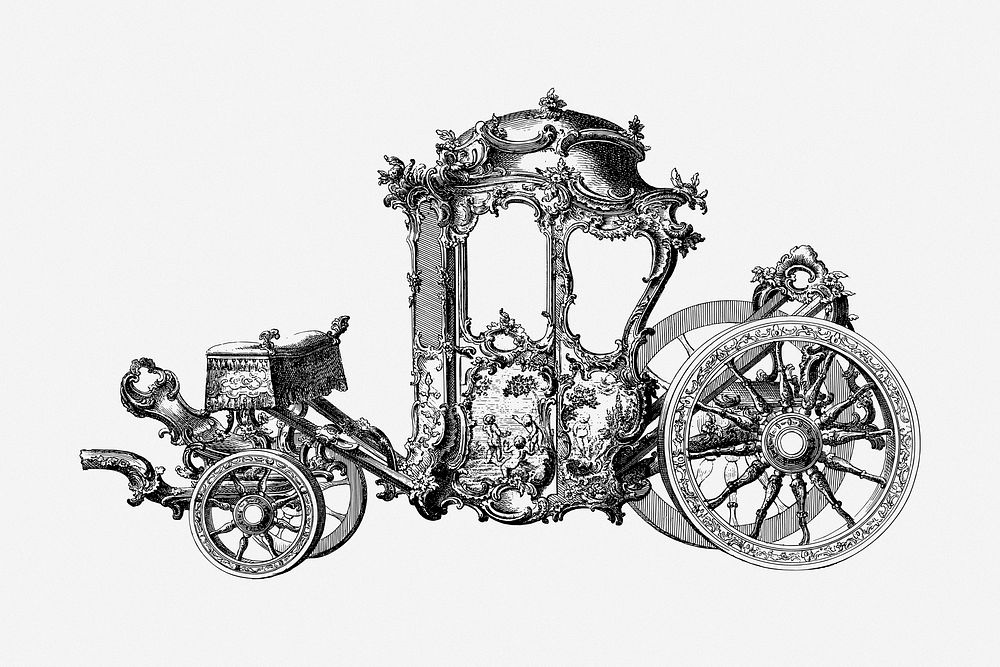 Vintage carriage illustration. Free public domain CC0 image.