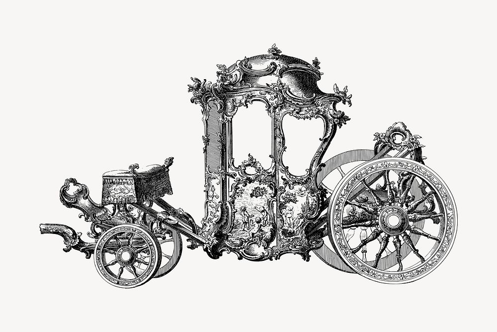 Vintage carriage clipart illustration vector. Free public domain CC0 image.