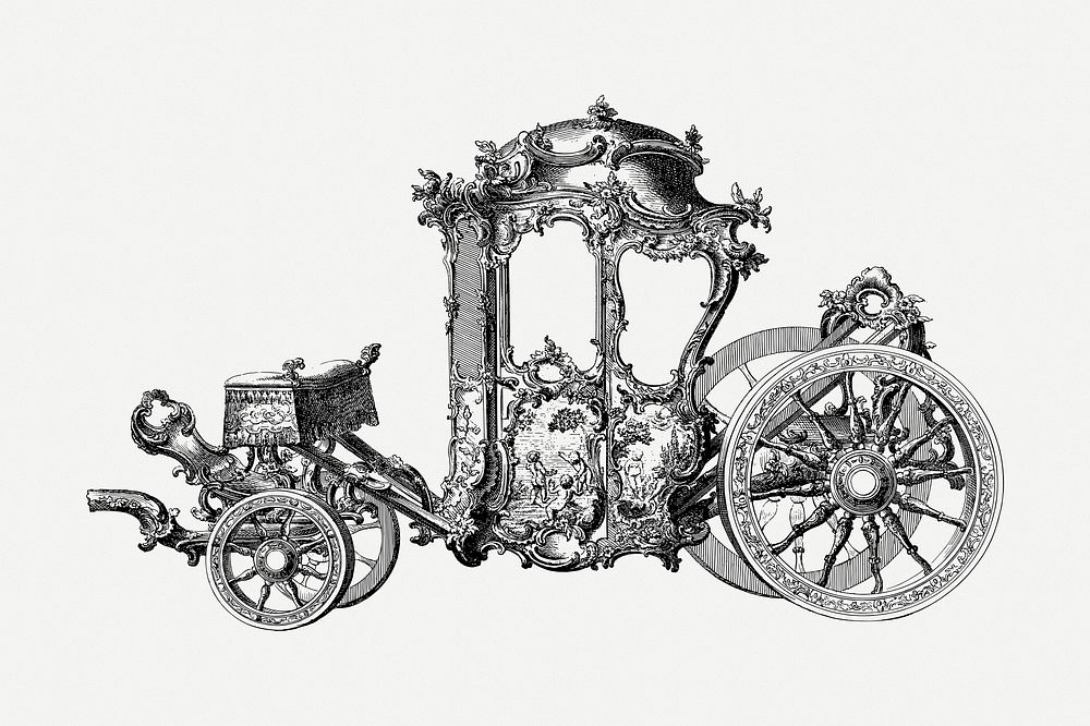 Vintage carriage clipart illustration psd. Free public domain CC0 image.