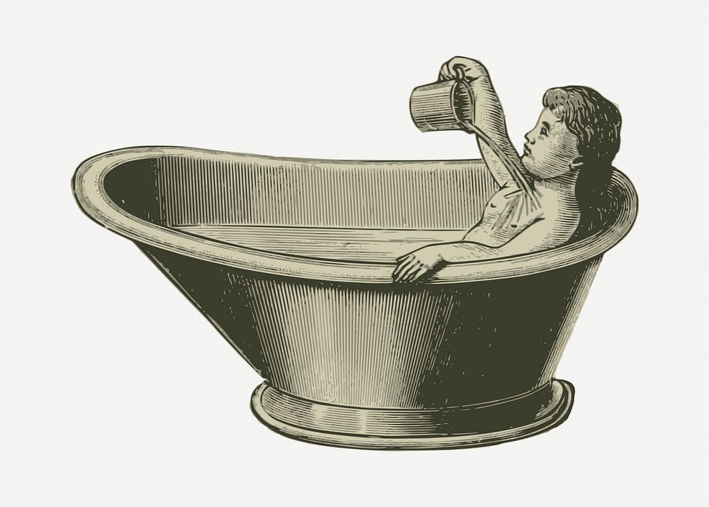 Showering woman clipart illustration psd. Free public domain CC0 image.