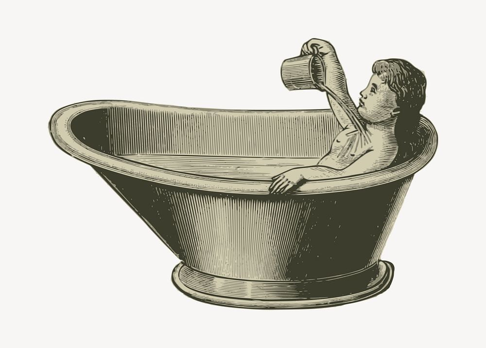 Showering woman clipart illustration vector. Free public domain CC0 image.