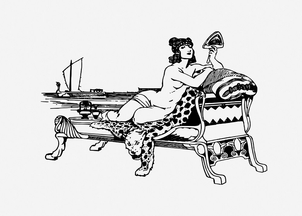 Naked woman illustration. Free public domain CC0 image.
