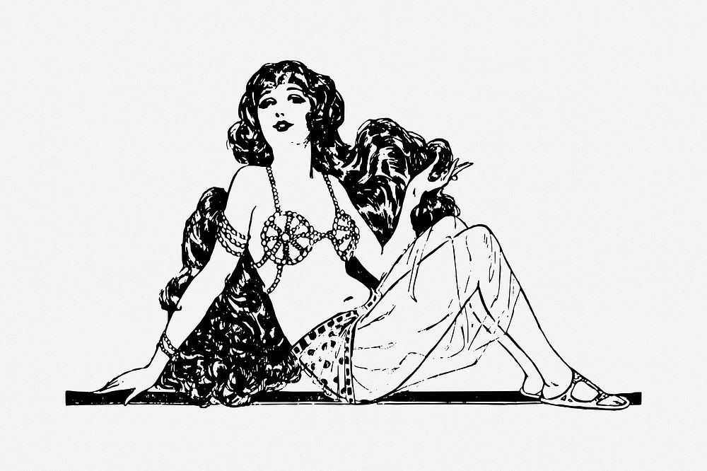 Vintage woman clipart illustration psd. Free public domain CC0 image.