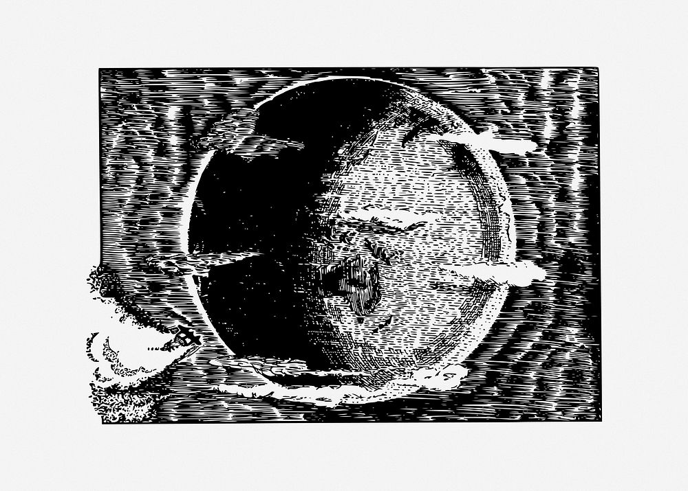 Vintage moon illustration. Free public domain CC0 image.
