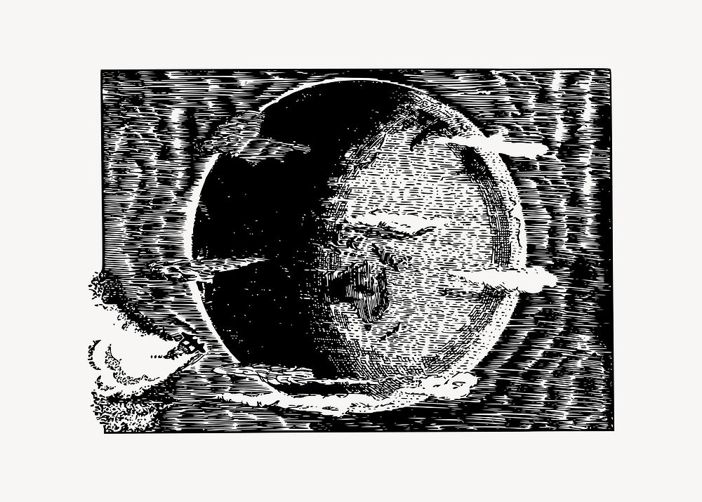 Vintage moon clipart illustration vector. Free public domain CC0 image.