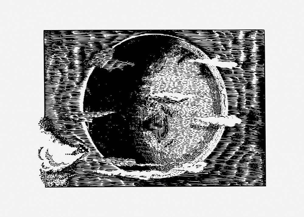 Vintage moon clipart illustration psd. Free public domain CC0 image.