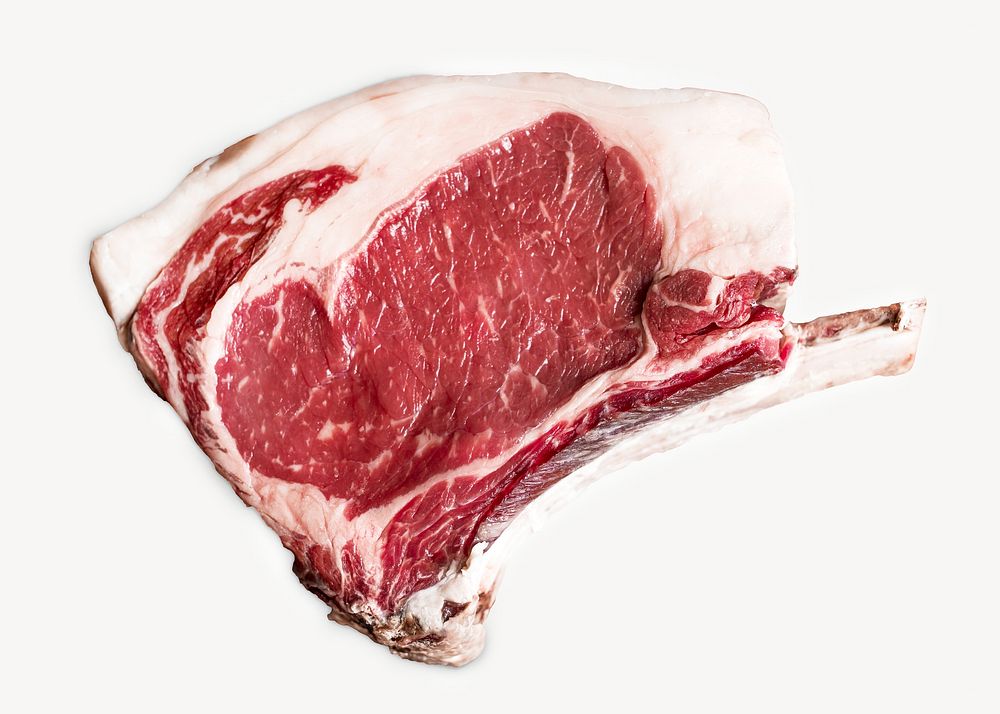 Raw rib eye steak isolated image
