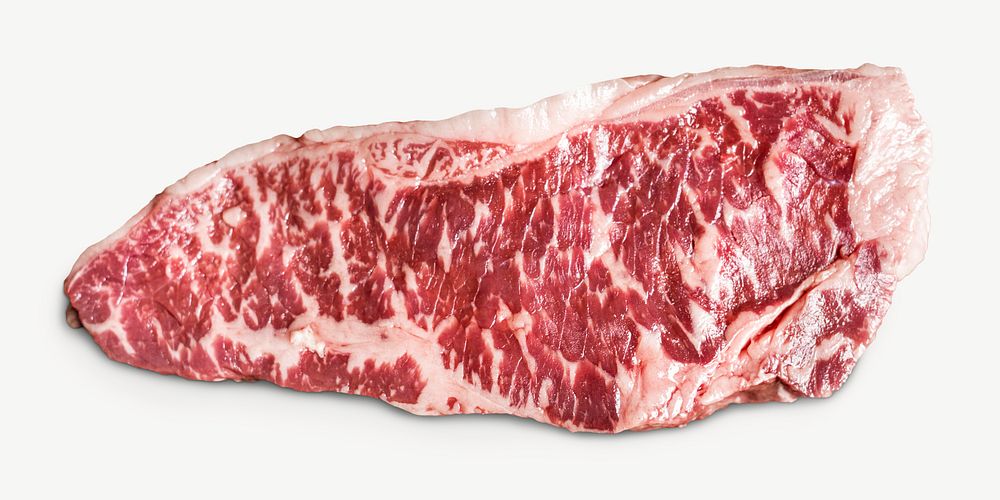 Raw marbled steak collage element psd