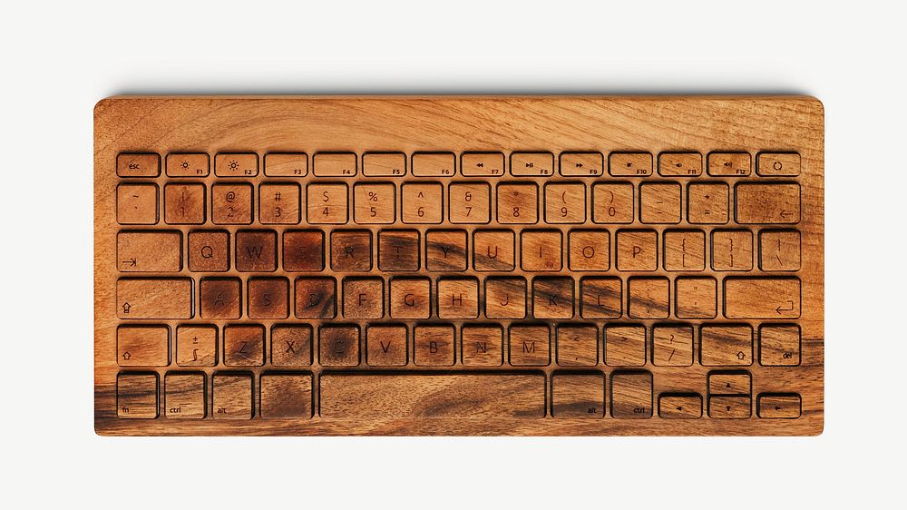 Wooden keyboard  collage element psd