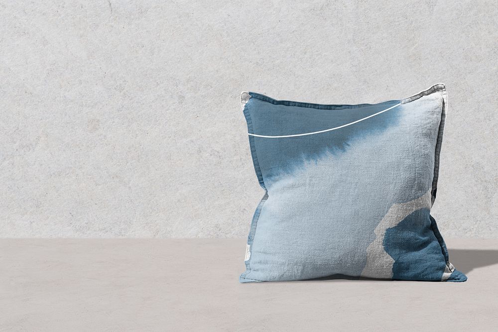 Blue tie-dye cushion pillow