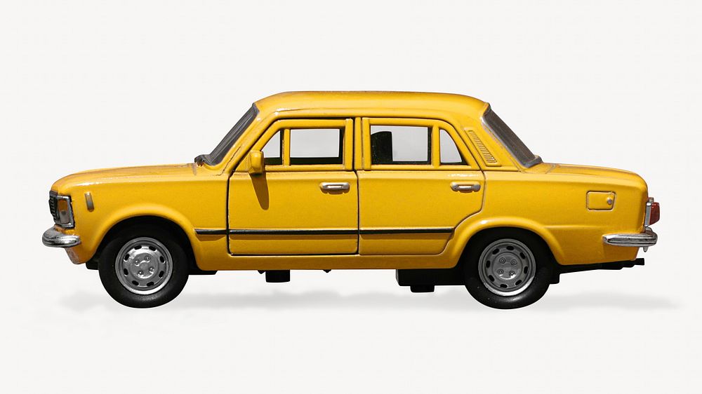 Classic yellow car, isolated vehicle image