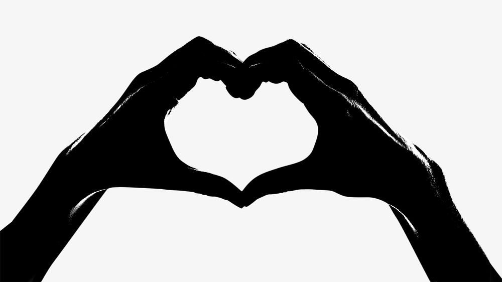 Heart hands  silhouette, isolated image