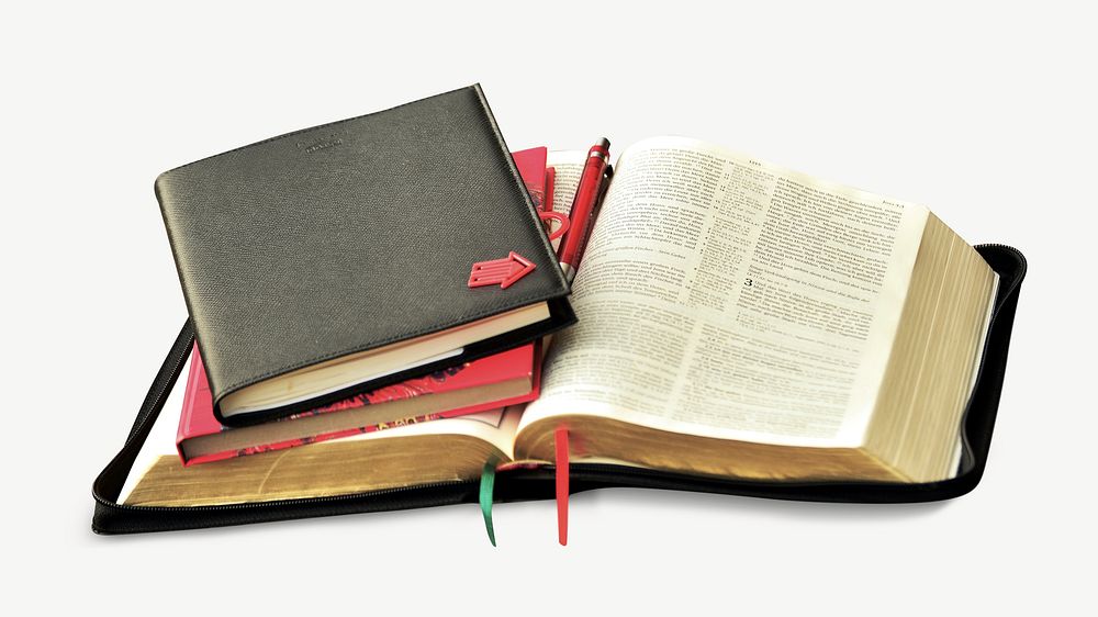 Open bible book collage element psd