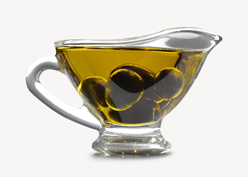 Olive oil glass, isolated image