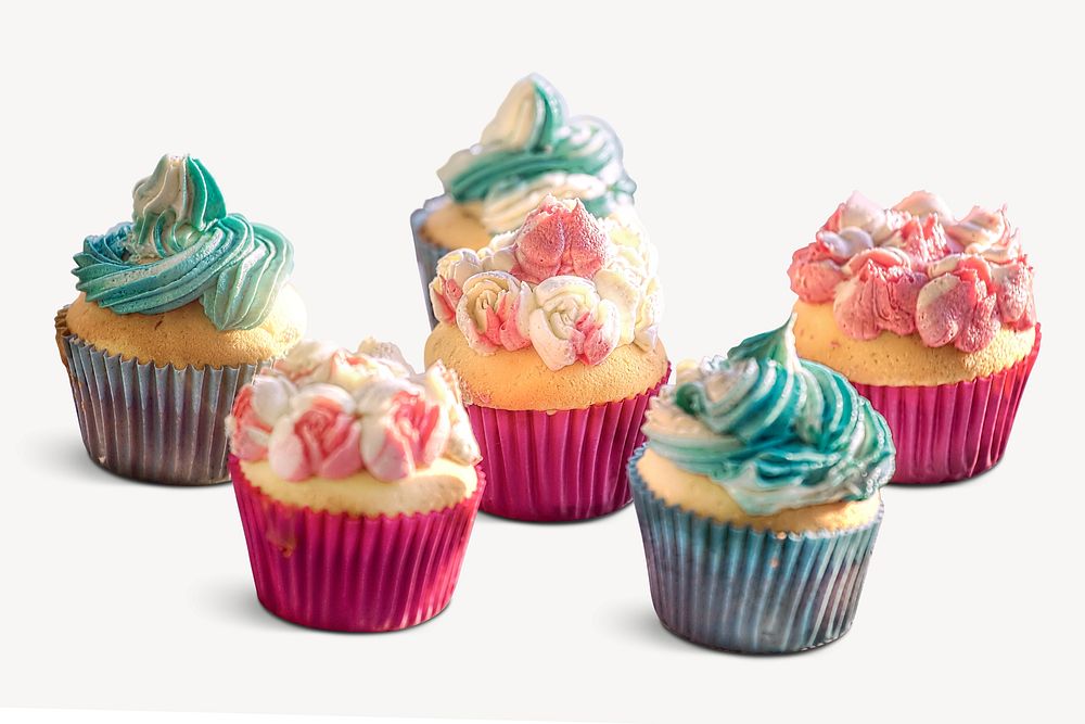 Cute cupcakes collage element, food & drink isolated image