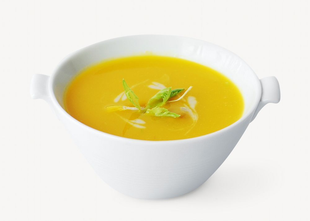 Pumpkin soup bowl, isolated image