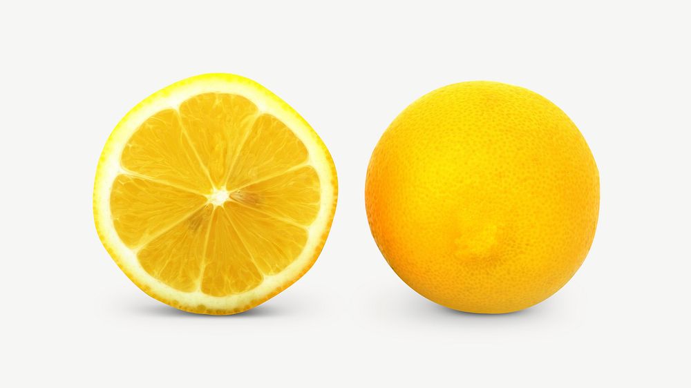 Lemon fruit collage element psd