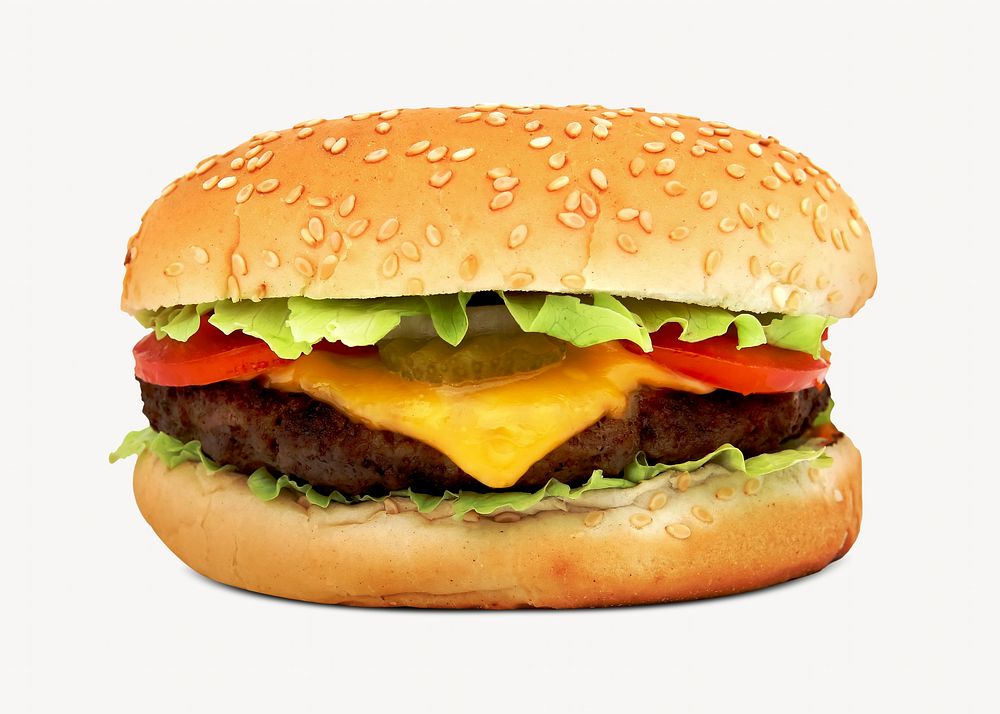 Homemade cheeseburger food isolated image
