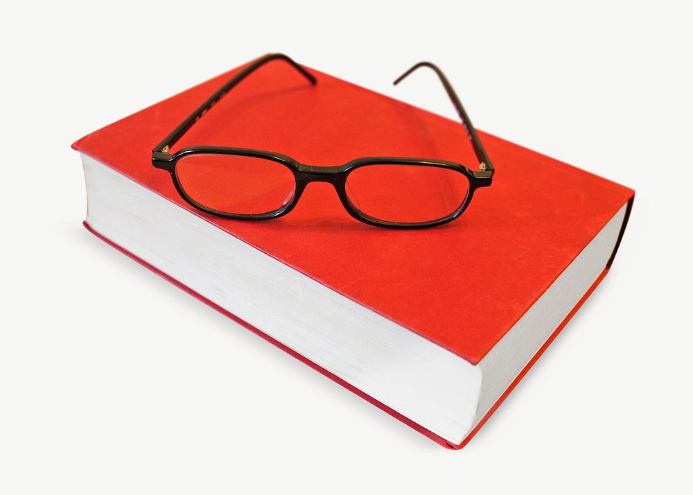 Eye-glasses on book collage element psd