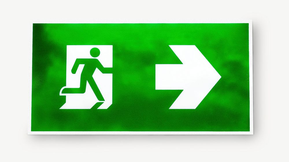 Emergency exit sign collage element psd