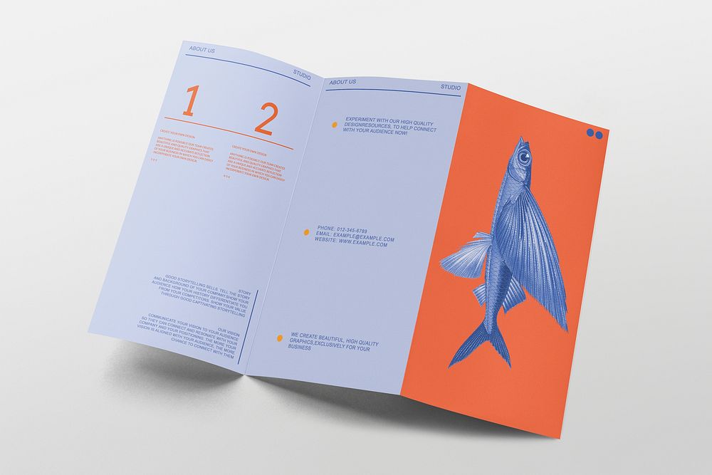 Tri-fold brochure mockup, realistic paper psd