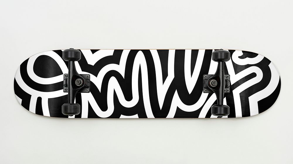 Cool graphic design skateboard mockup