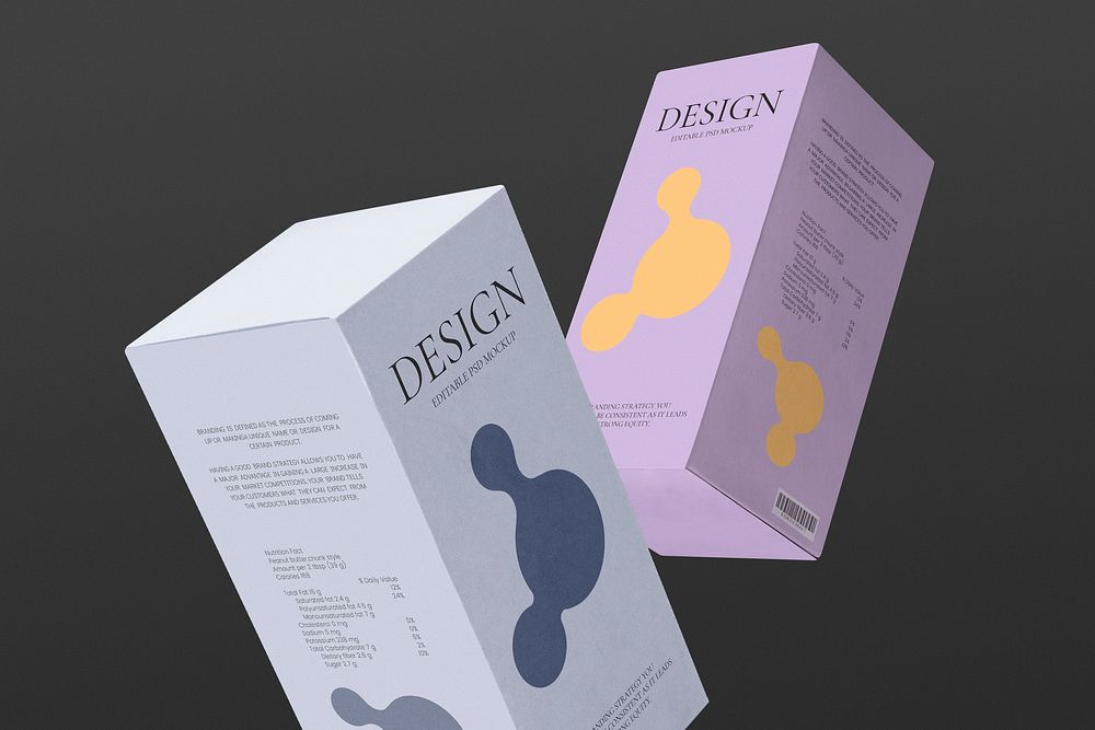 Beauty product box mockup, abstract design psd