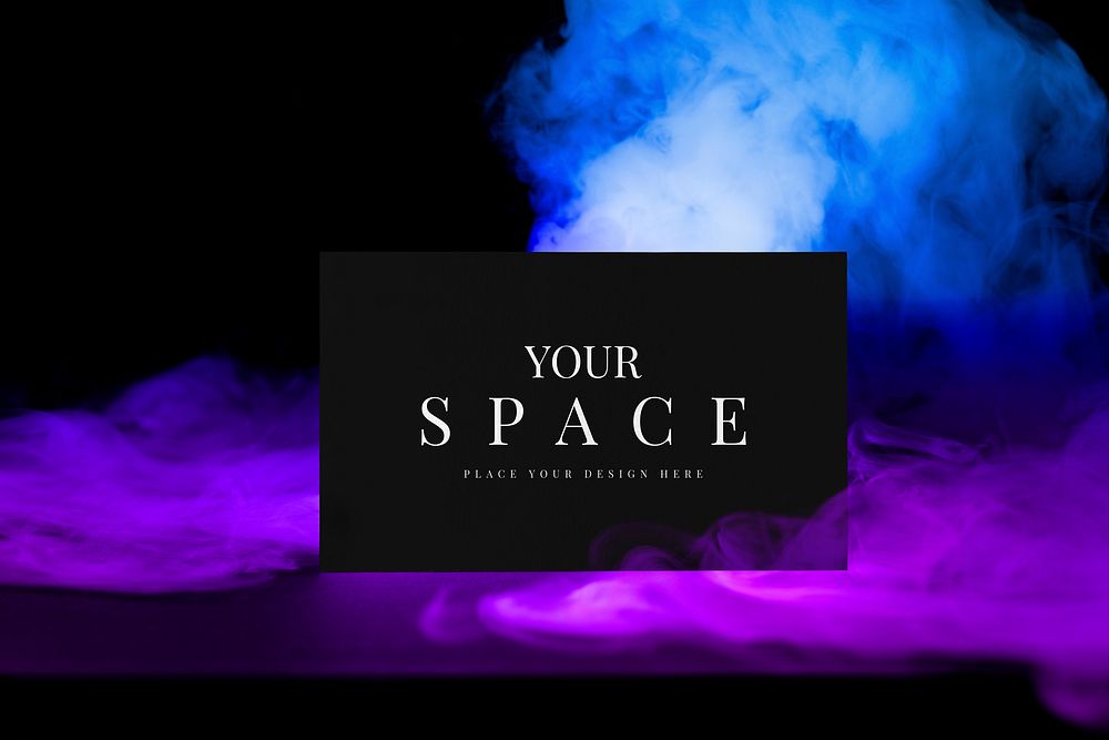 Business card psd mockup, aesthetic smoke with design space