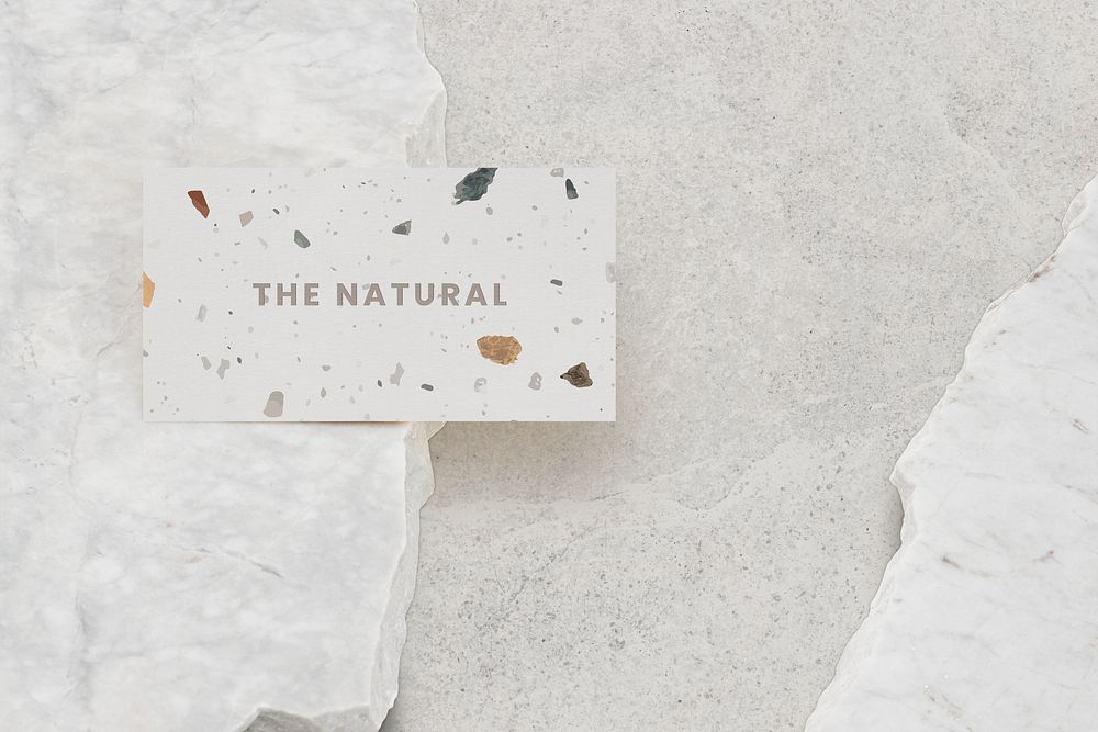 Business card mockup, terrazzo name card psd design