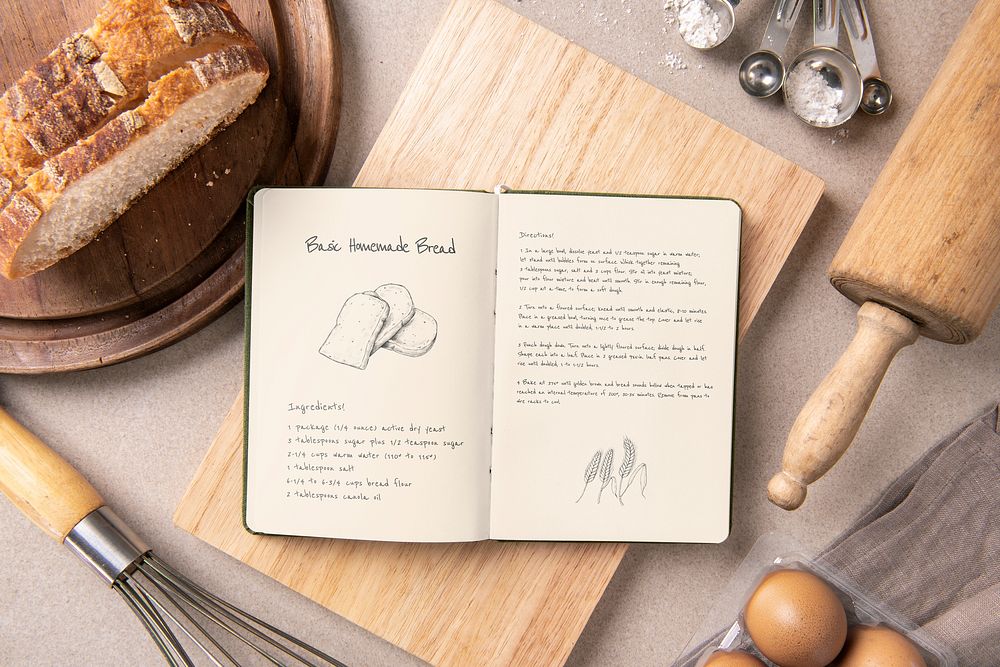 Cookbook journal mockup, chef&rsquo;s essential with recipe psd
