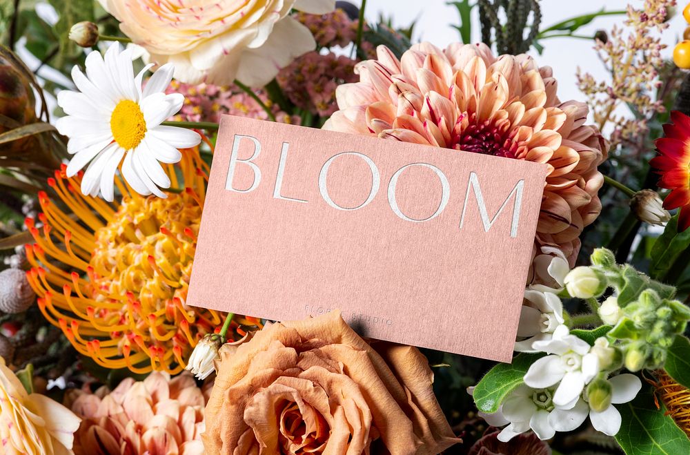 Card mockup, floral shop corporate identity design psd