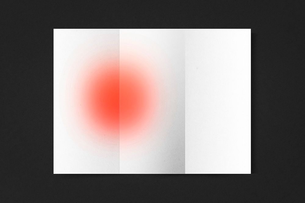 Blank tri-fold brochure, pink aura graphic