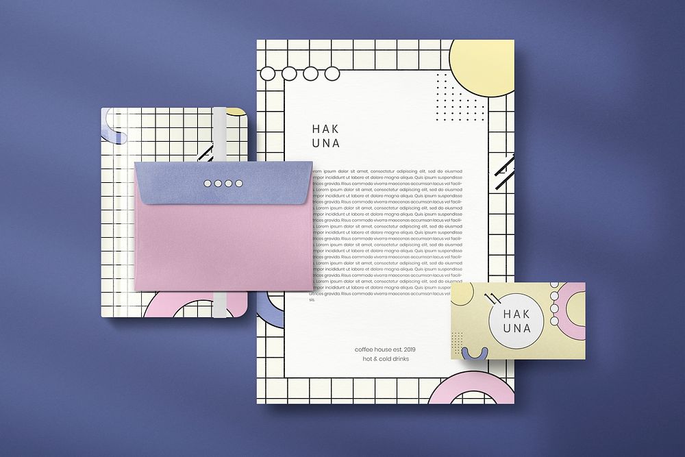 Pastel corporate identity mockup psd branding stationery set