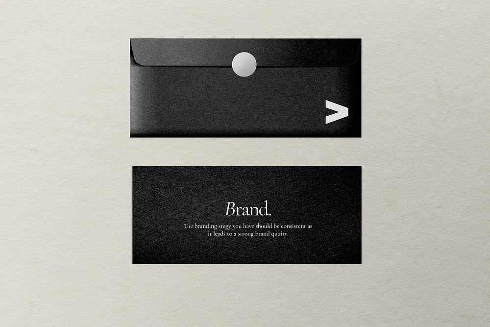 Black envelope mockup psd stationery in minimal style