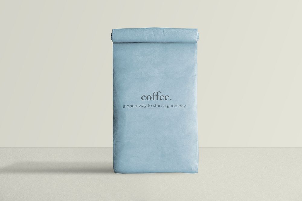 Reusable paper bag mockup psd rolled up in minimal style