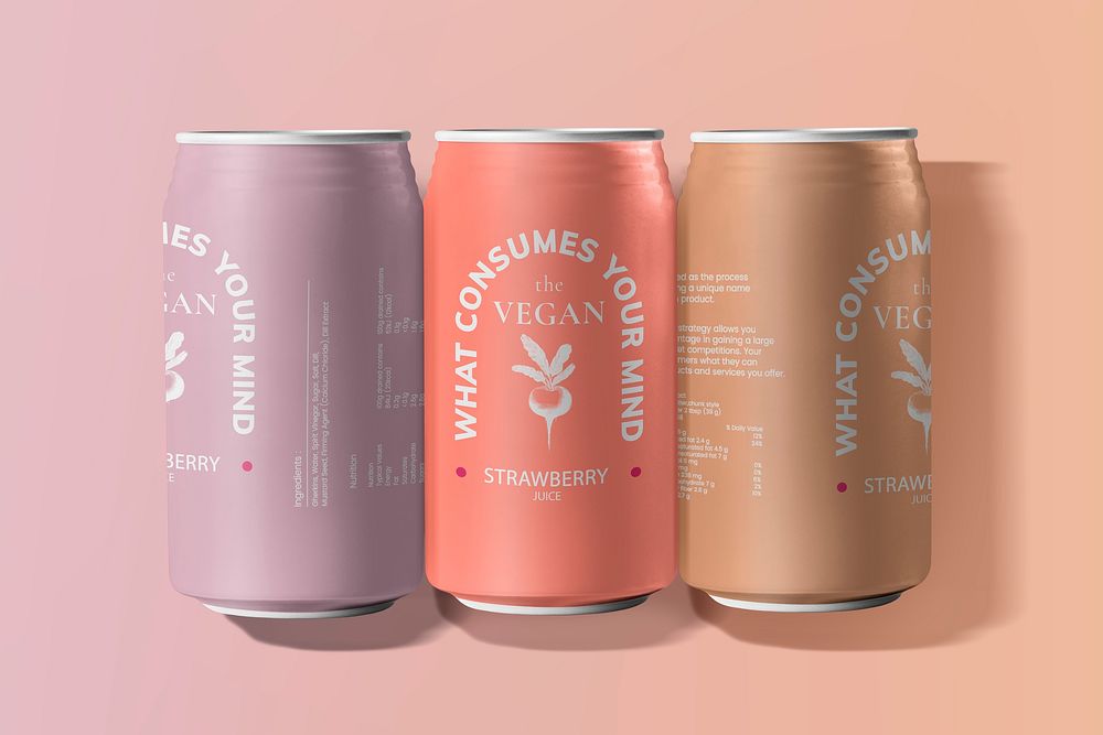 Beverage can mockup psd, aesthetic designs in soft pastel colors