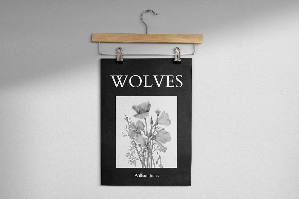 Wall poster mockup, paper vintage design psd