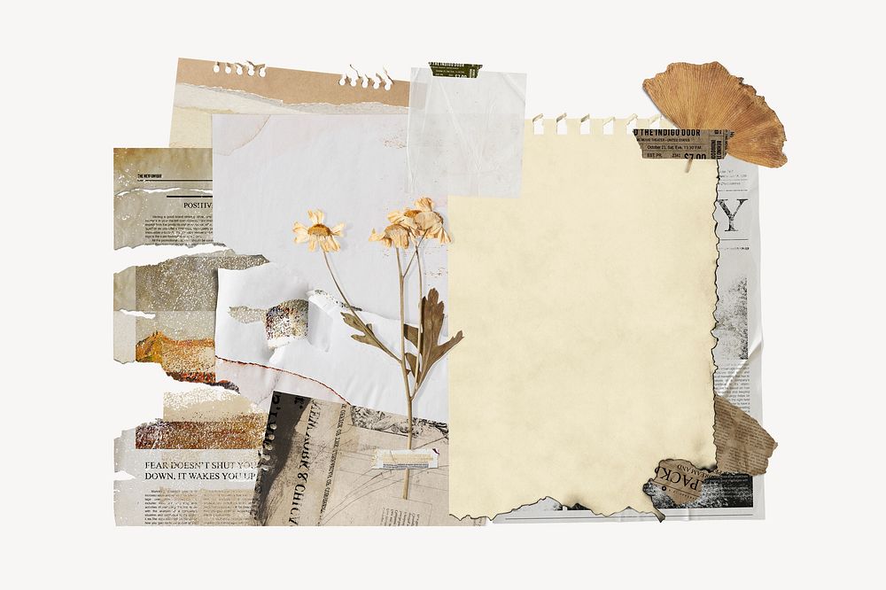 Autumn aesthetic background, ripped paper collage