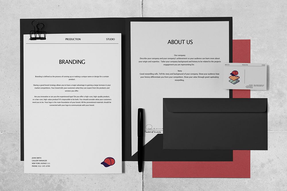 Corporate identity mockup, professional branding stationery set