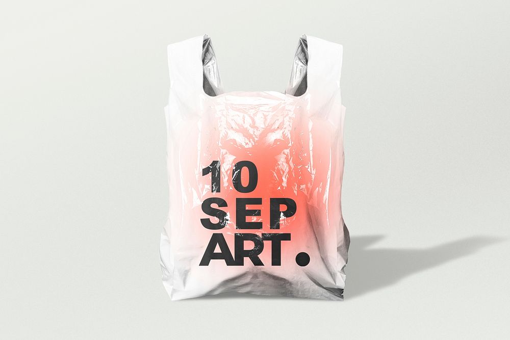 Plastic grocery bag mockup, realistic design psd